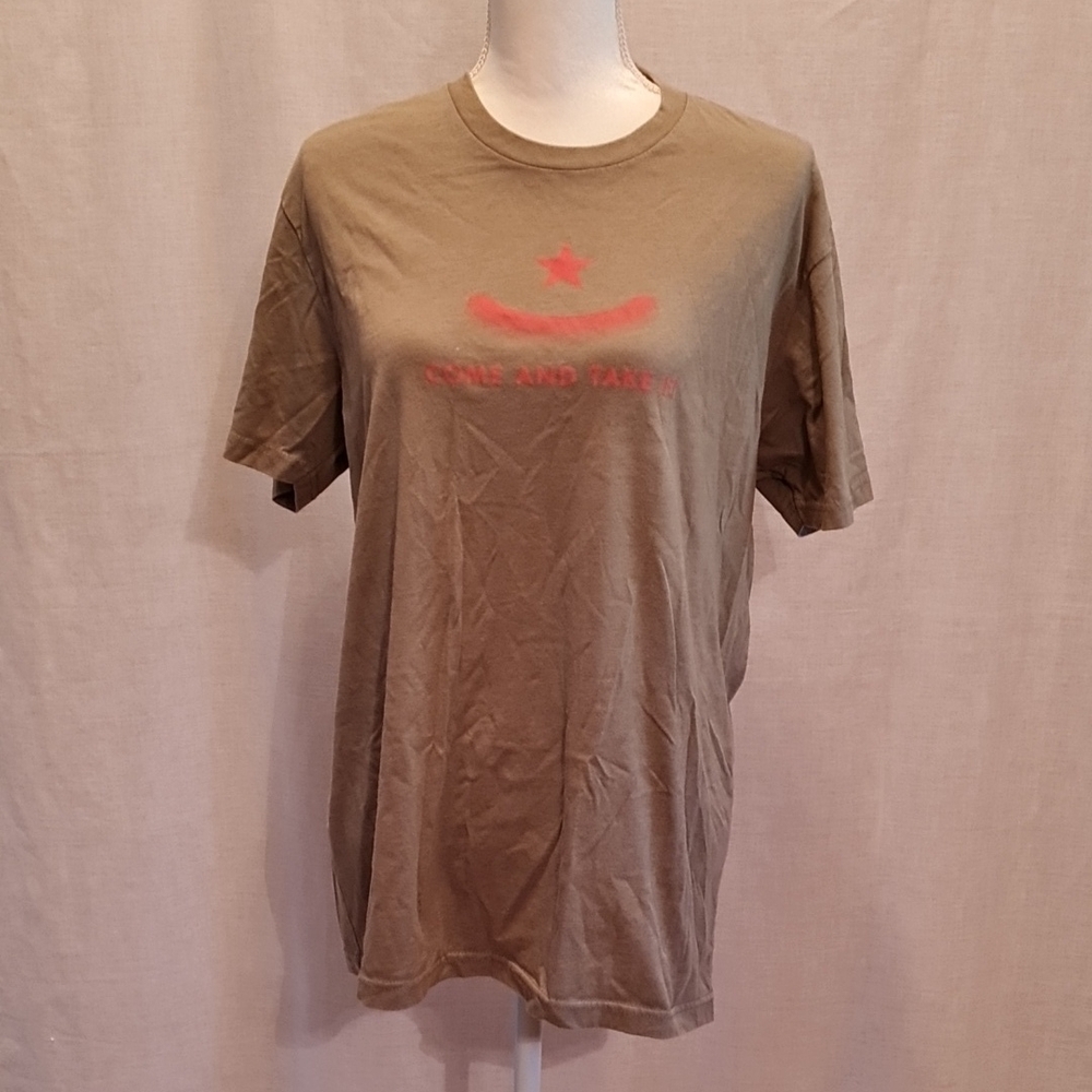 5/$15 Next Level Texas Olive Green Graphic Tee "Come and Take It" in EUC